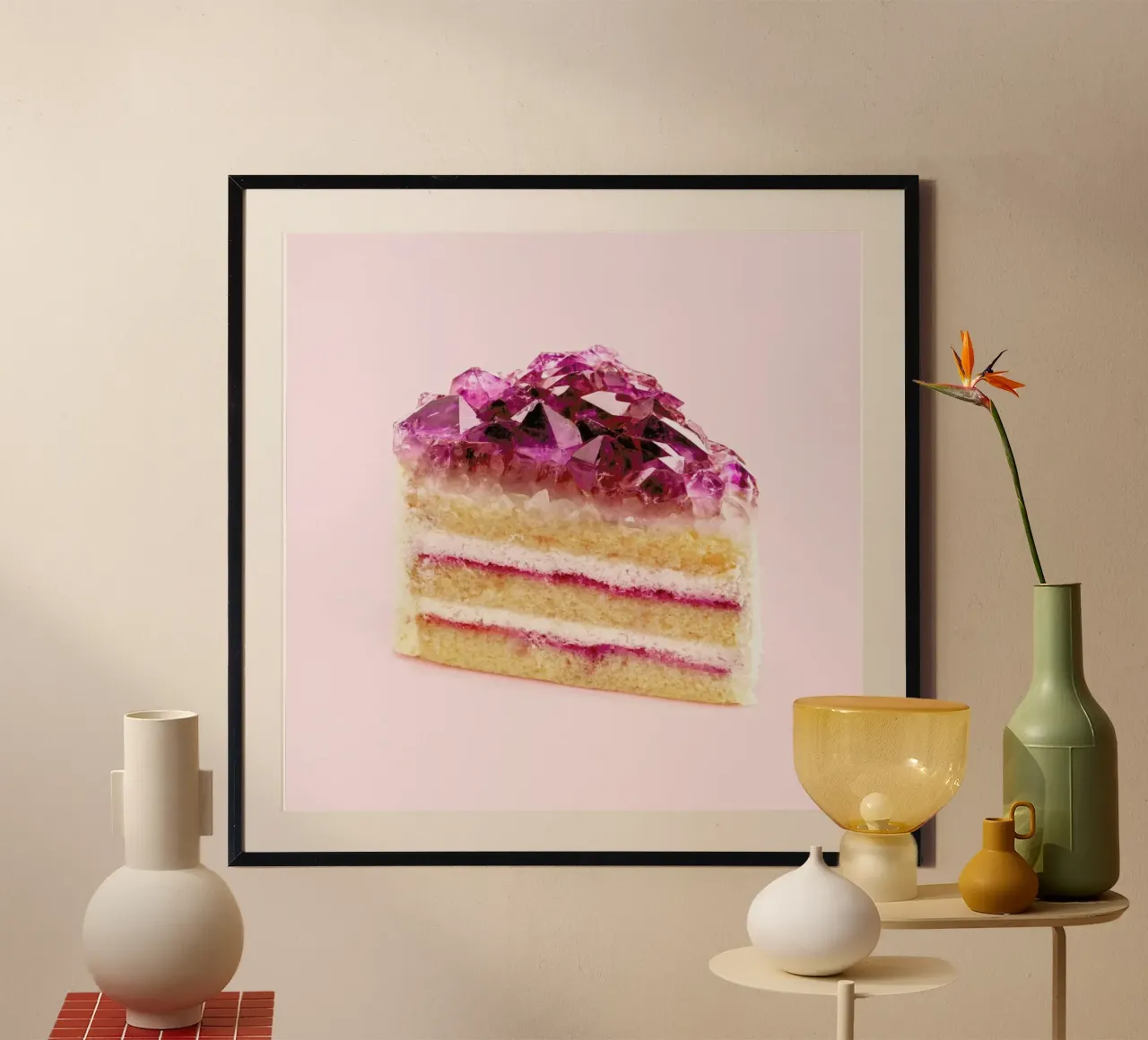 Quartz Cake poster con telaio in plastica da Paul Fuentes Design