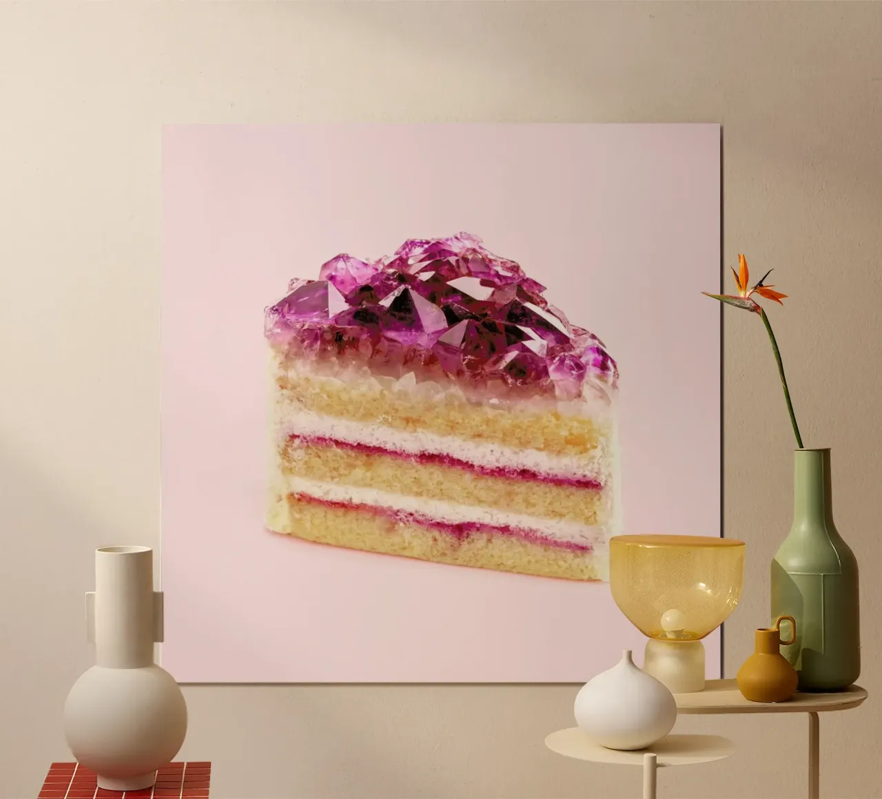 Quartz Cake poster con telaio in plastica da Paul Fuentes Design