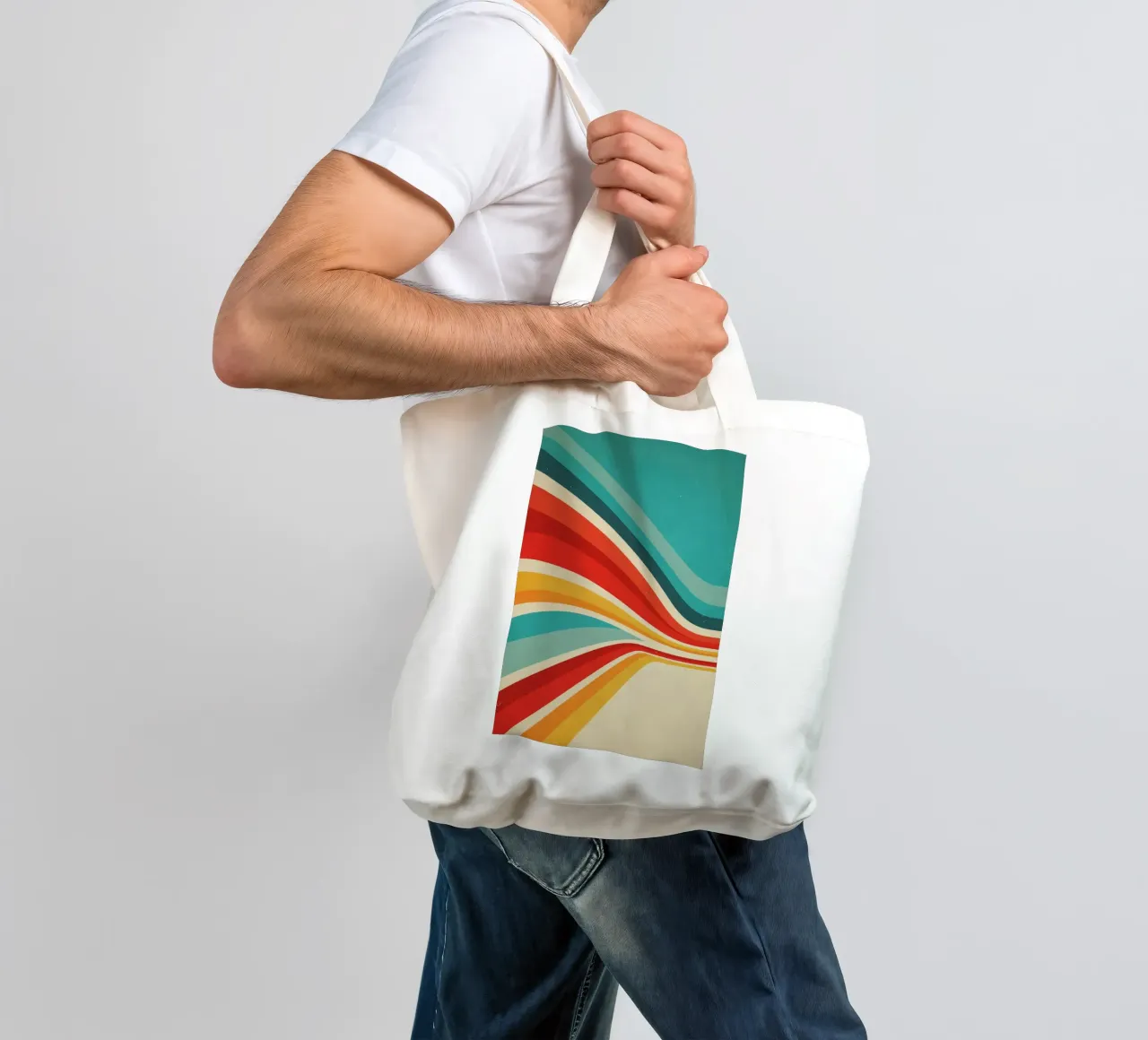Strisce retrò astratte nostalgiche personalizzabili V2 borsa in juta da Autofocus