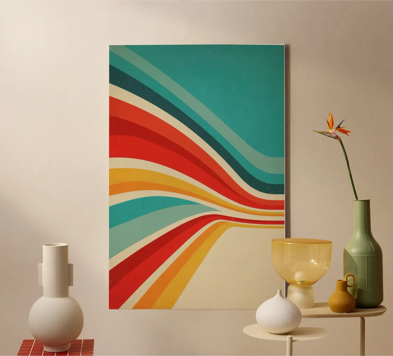 Nostalgic Abstract Customisable Retro Stripes V2 canvas by Autofocus