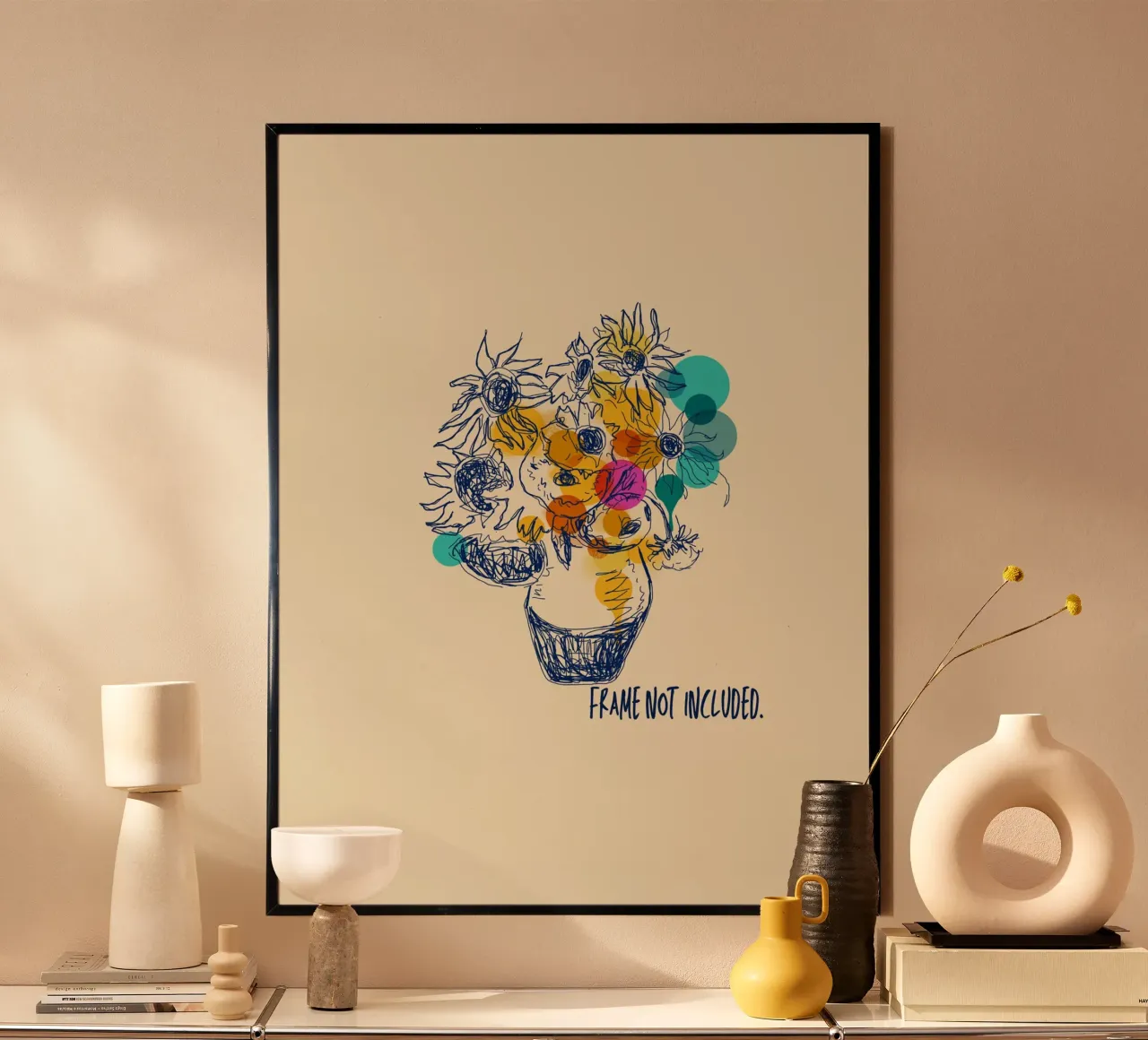Sunflowers poster con telaio in plastica da Indigo Rain