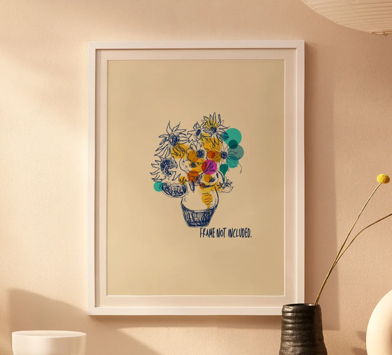 Sunflowers poster con telaio in plastica da Indigo Rain