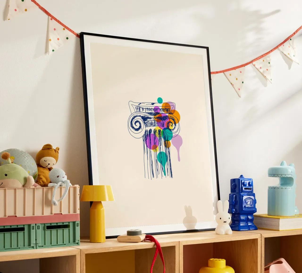 Greek Column poster con telaio in legno da Indigo Rain