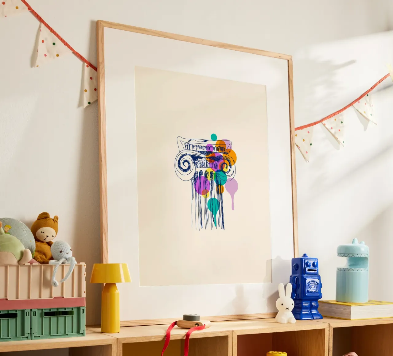 Greek Column poster con telaio in legno da Indigo Rain