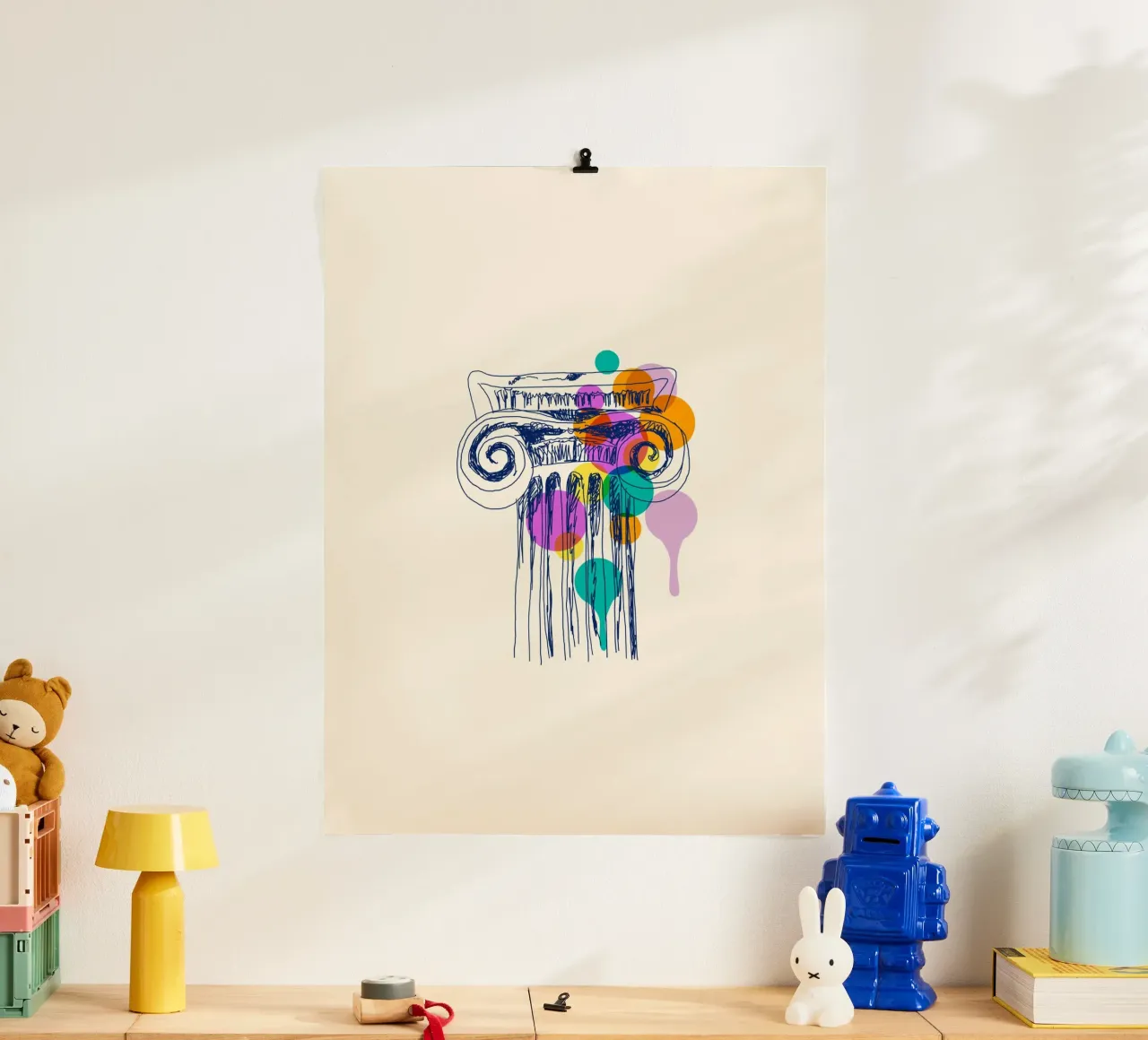 Greek Column poster con telaio in legno da Indigo Rain