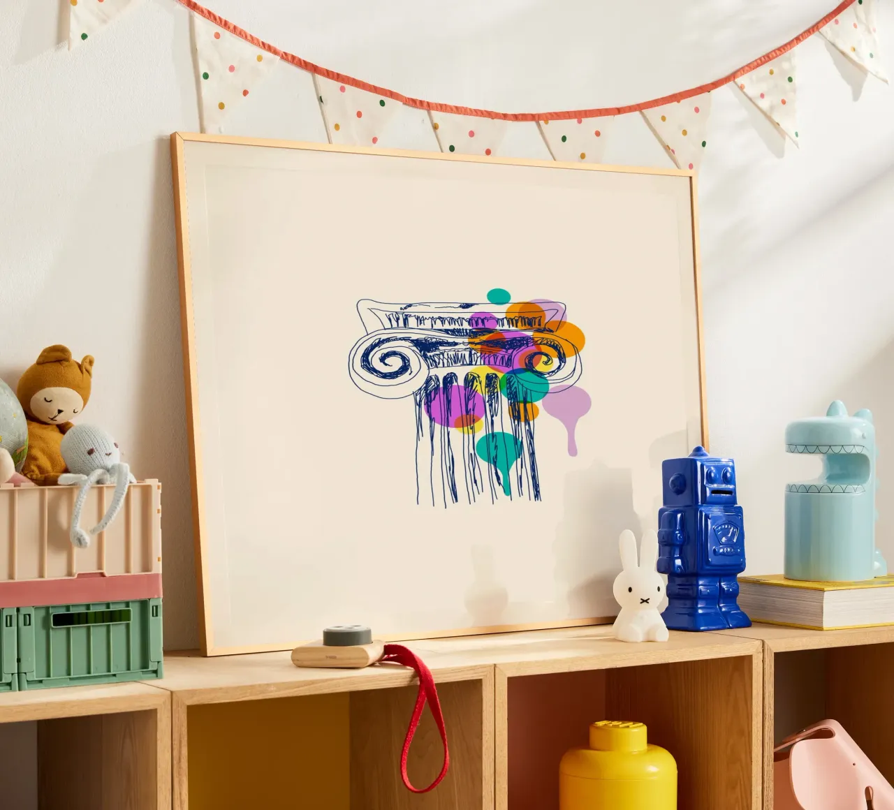 Greek Column poster con telaio in legno da Indigo Rain