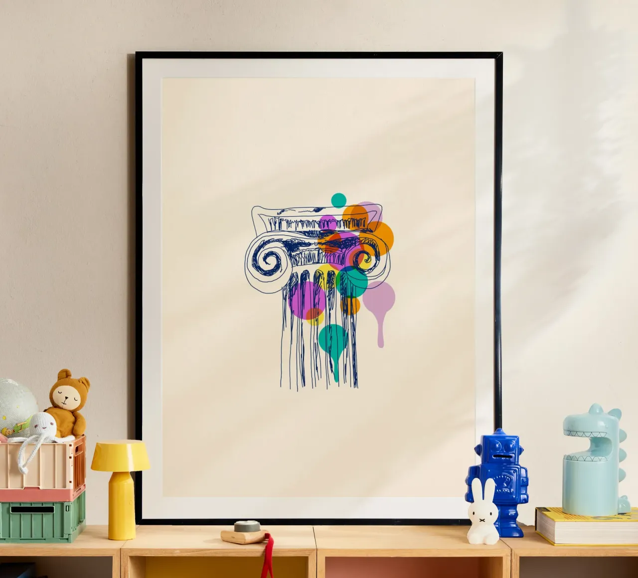 Greek Column poster con telaio in legno da Indigo Rain