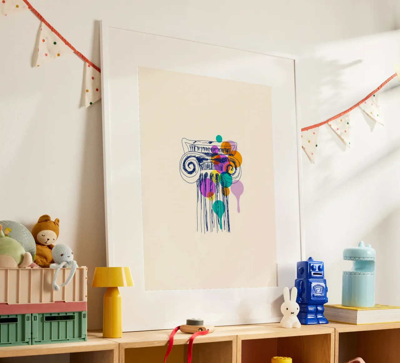 Greek Column poster con telaio in legno da Indigo Rain