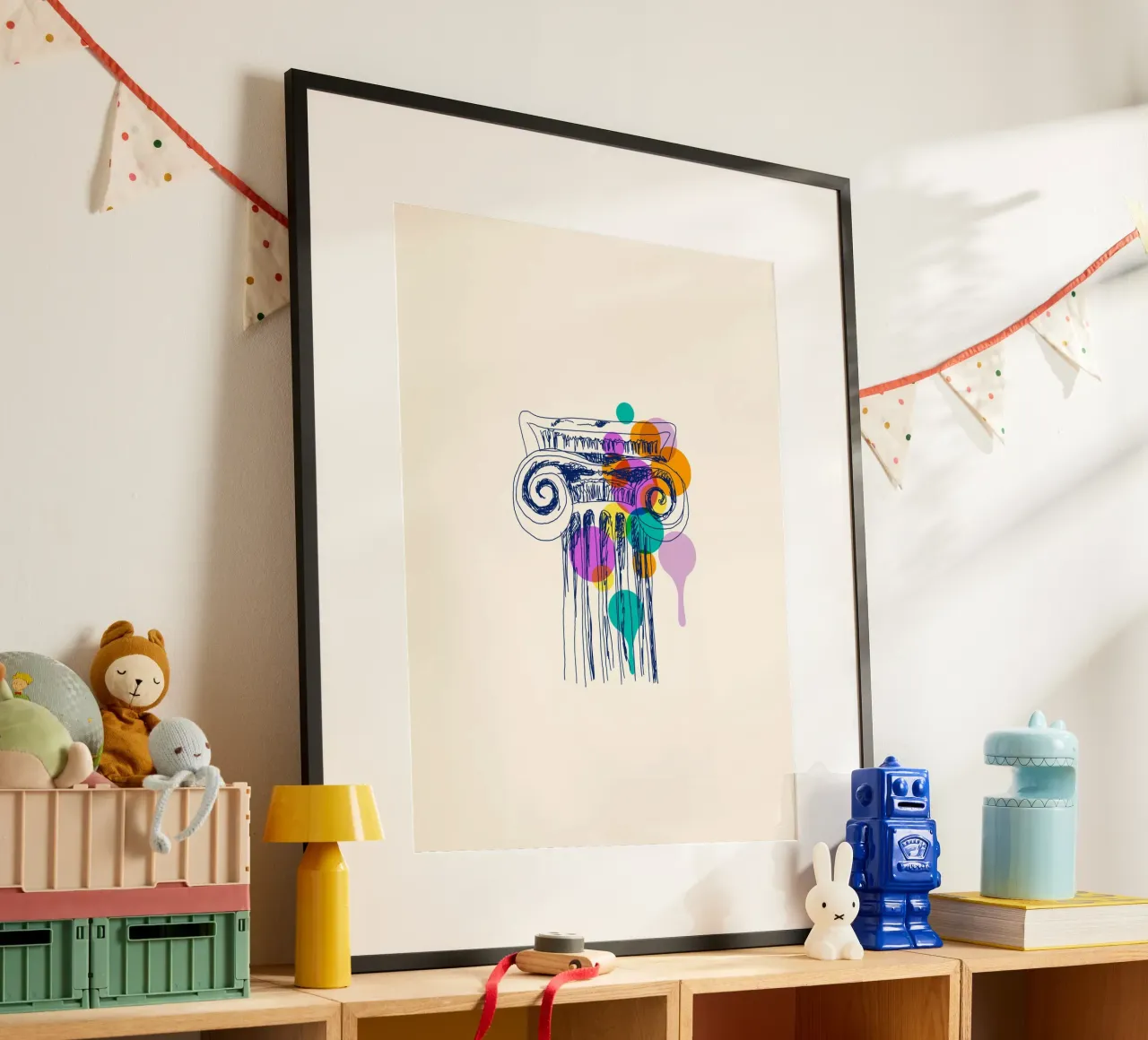 Greek Column poster con telaio in legno da Indigo Rain