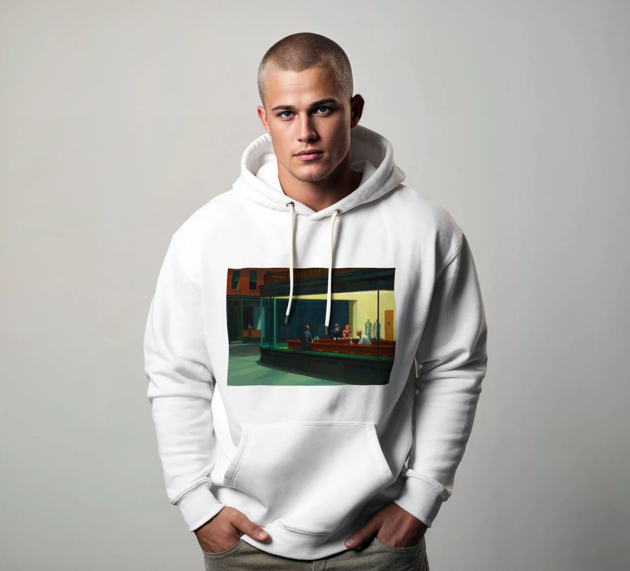 I NIGHTHAWKS di Edward Hopper felpa con cappuccio da 50 masterpieces