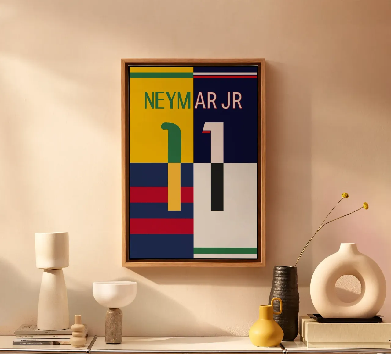 Neymar - Maillot lienzo con Marco flotante de athlete.art