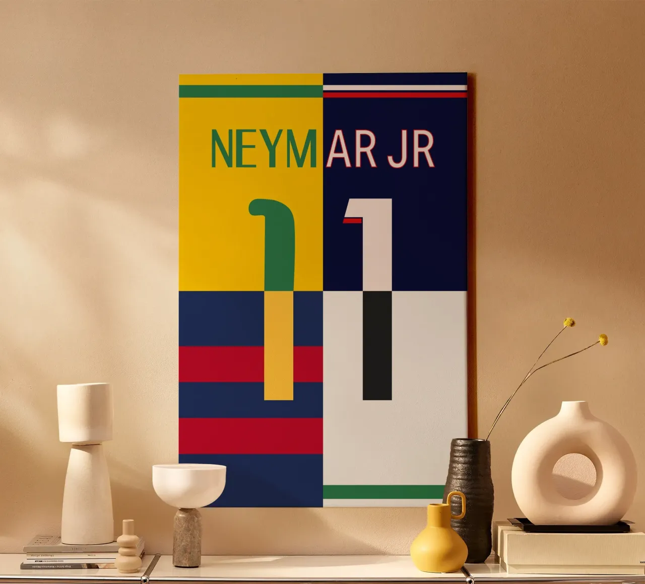Neymar - Maillot lienzo con Marco flotante de athlete.art
