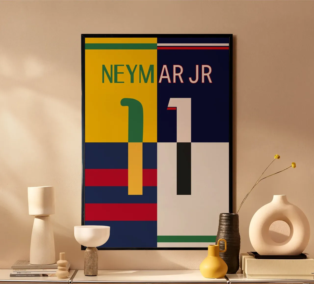 Neymar - Maglia poster con telaio in alluminio da athlete.art