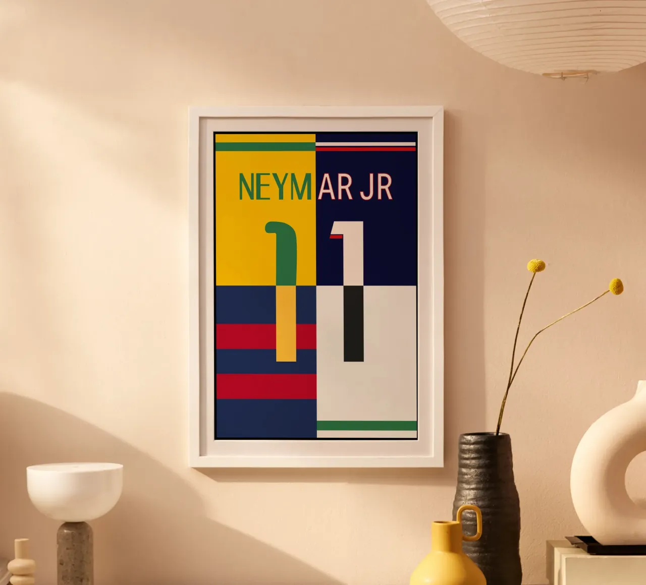 Neymar - Maglia poster con telaio in alluminio da athlete.art