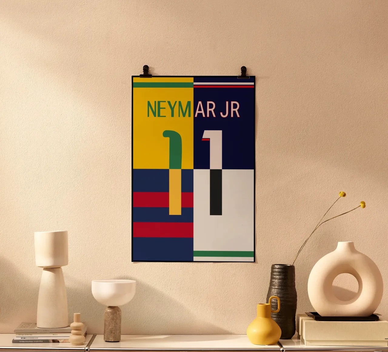 Neymar - Maglia poster con telaio in alluminio da athlete.art