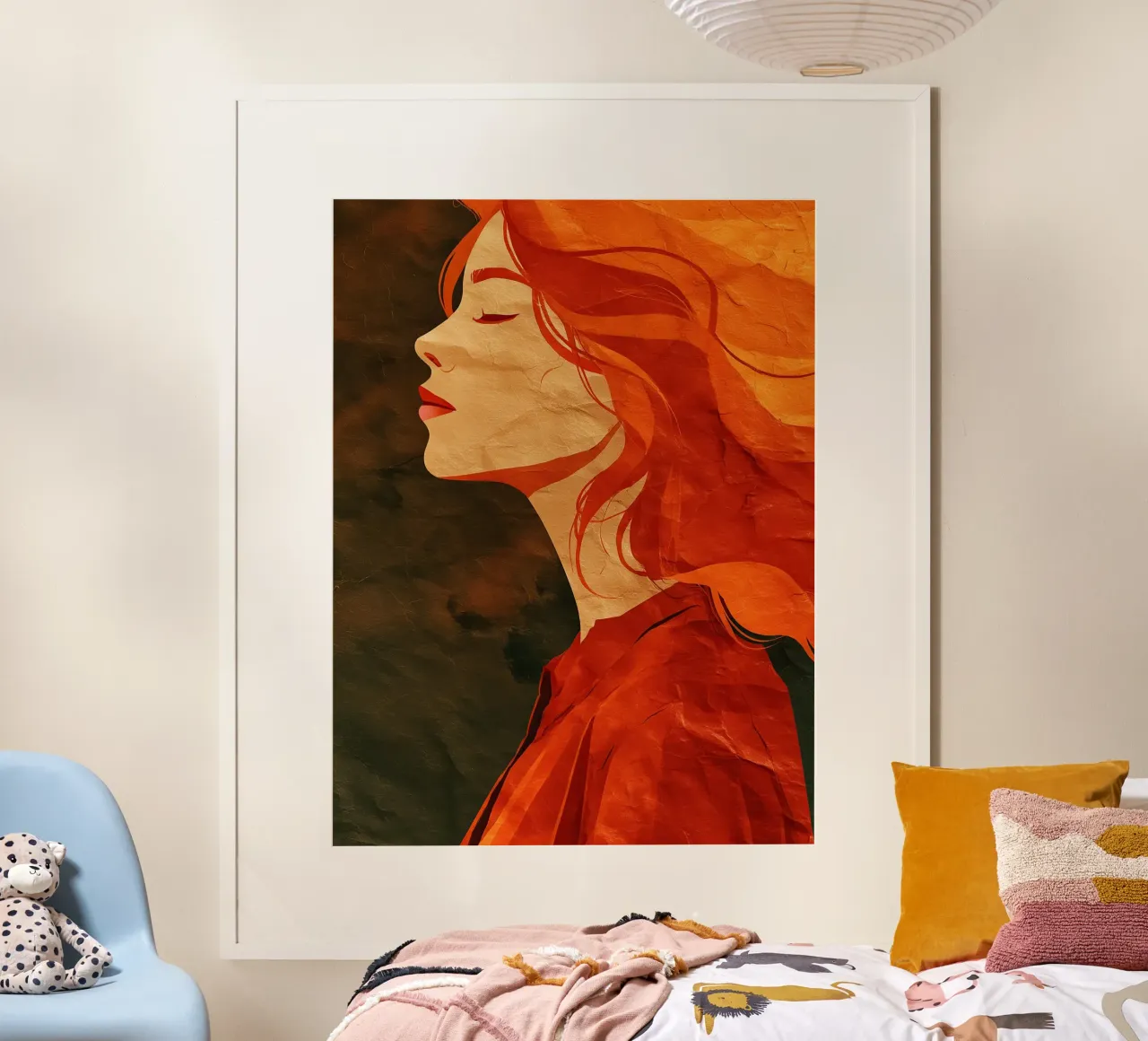 Bellezza dai capelli rossi su carta | Montaggio digitale poster con telaio in plastica da Autofocus
