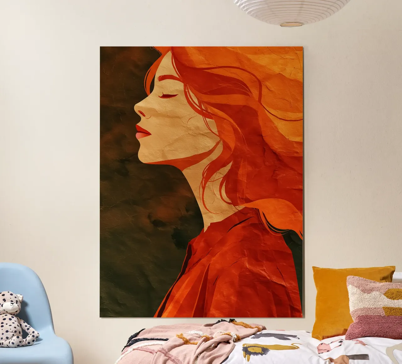 Bellezza dai capelli rossi su carta | Montaggio digitale poster con telaio in plastica da Autofocus
