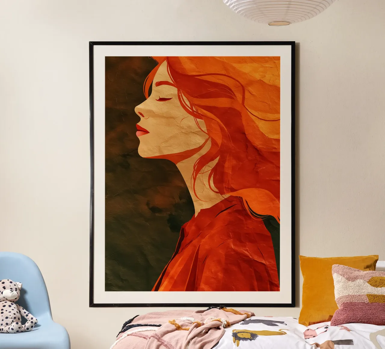 Bellezza dai capelli rossi su carta | Montaggio digitale poster con telaio in plastica da Autofocus