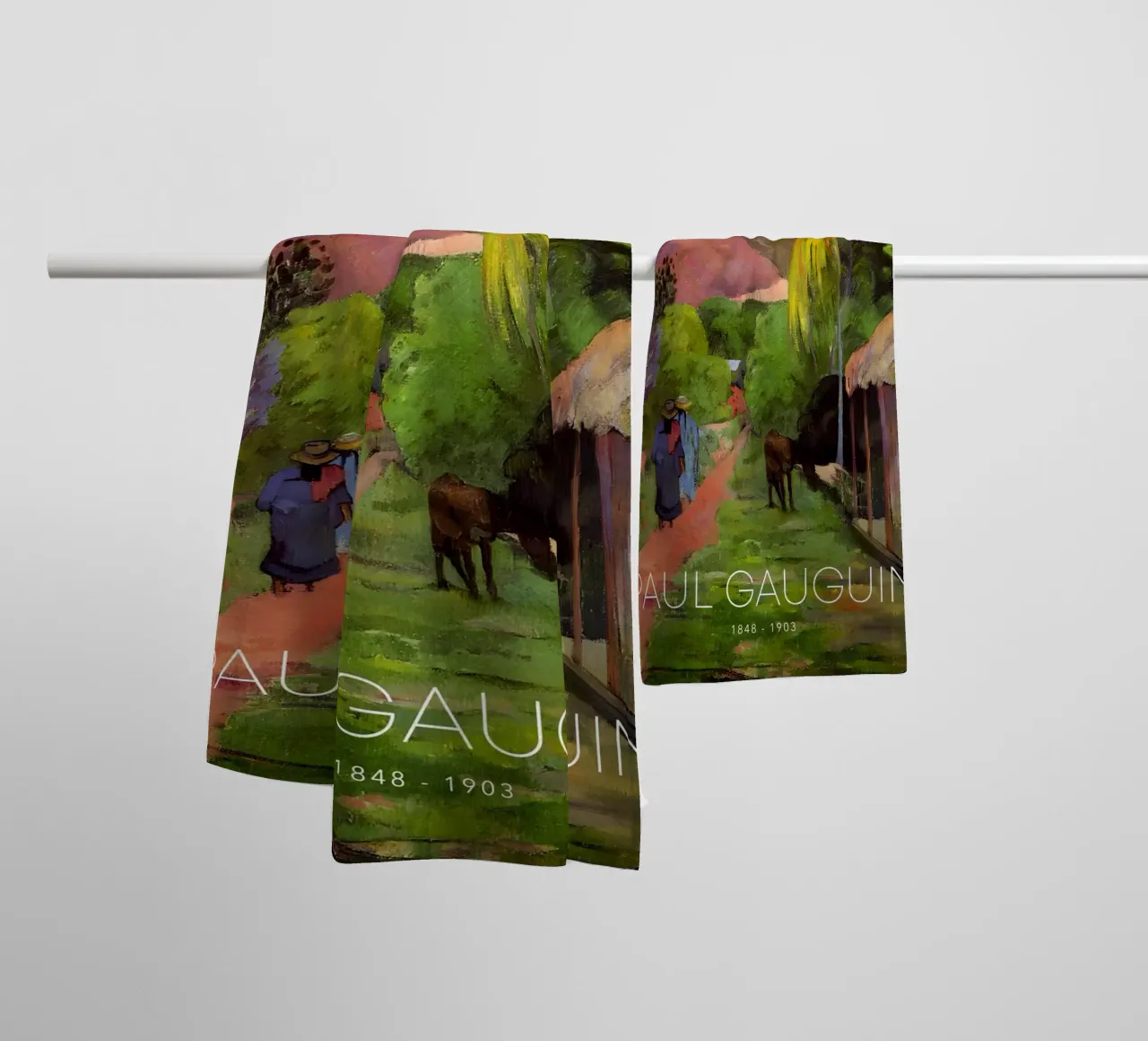 Gauguin Tahitian Landscape Post-Impressionist Road Art Print towel by NorwesClub