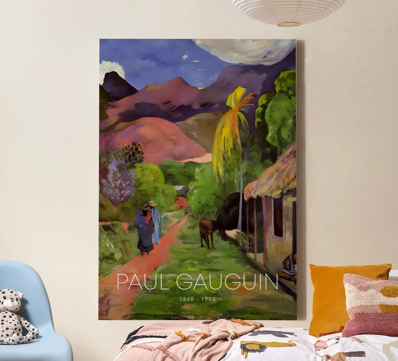 Gauguin Tahitiaans landschap Post-Impressionist Road Art Print canvas met Baklijst van NorwesClub