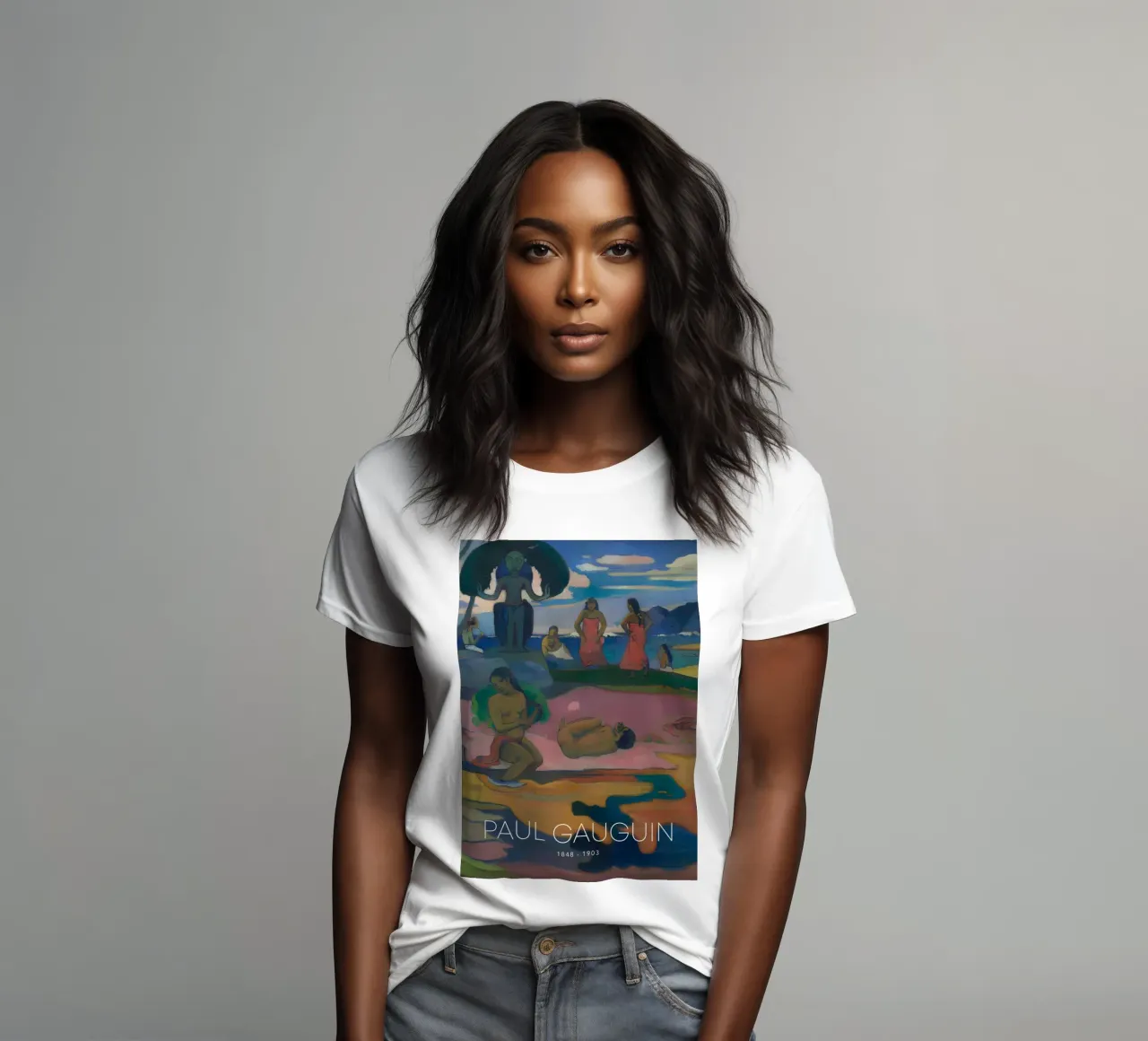 Gauguin Mahana No Atua Stampa Dio post-impressionista t-shirt da donna da NorwesClub