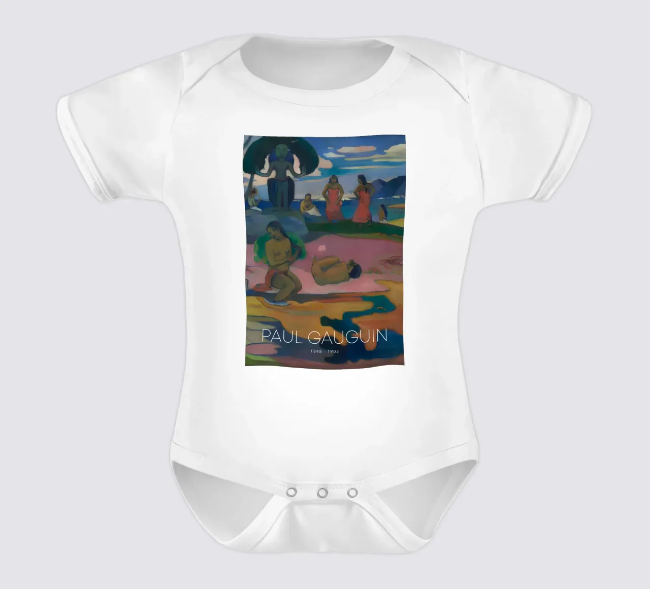 Gauguin Mahana No Atua Stampa Dio post-impressionista body neonato maniche corte da NorwesClub