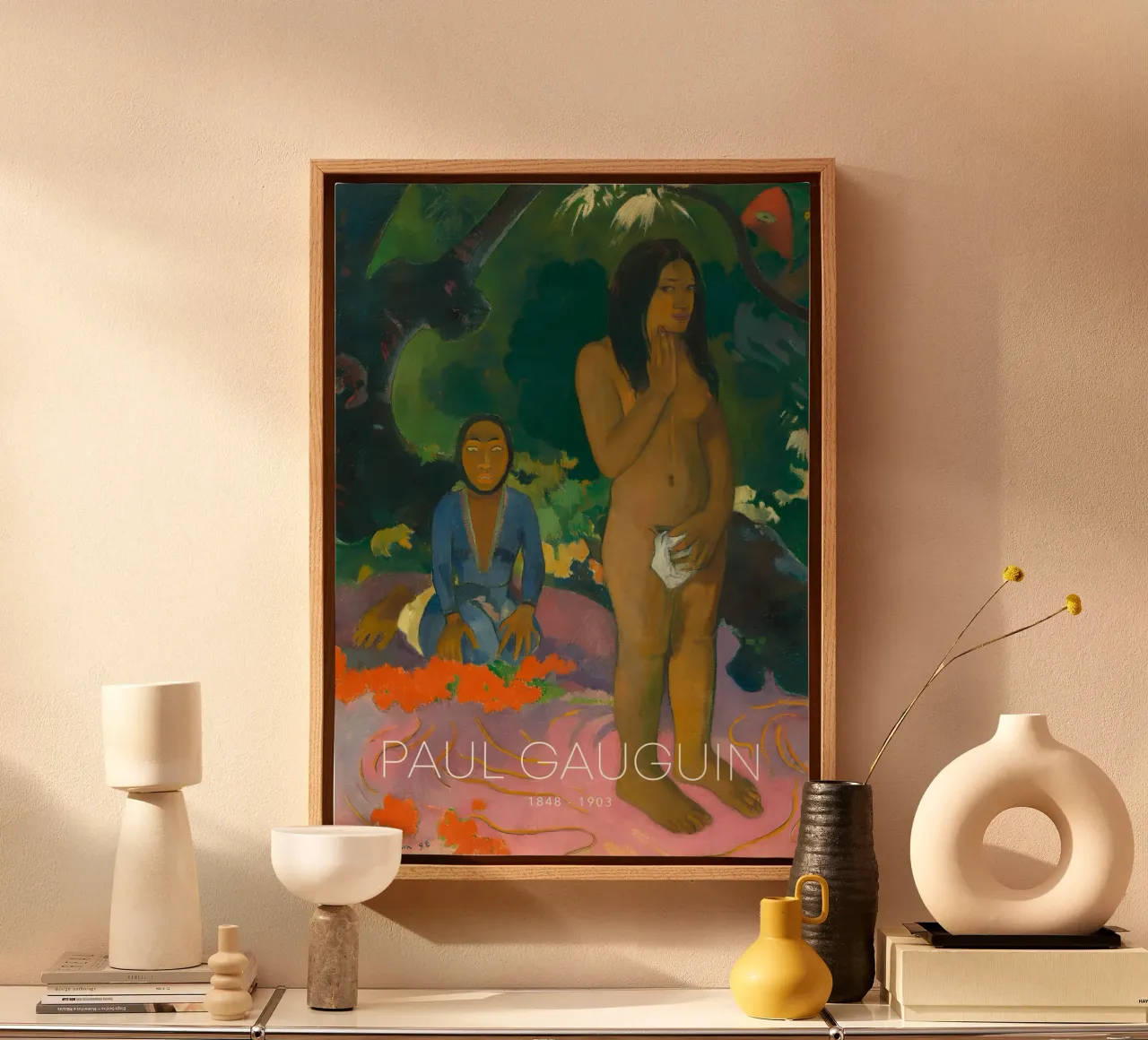 Gauguin Tahitian Nude Post-Impressionist Art Print canvas with Floater frame by NorwesClub