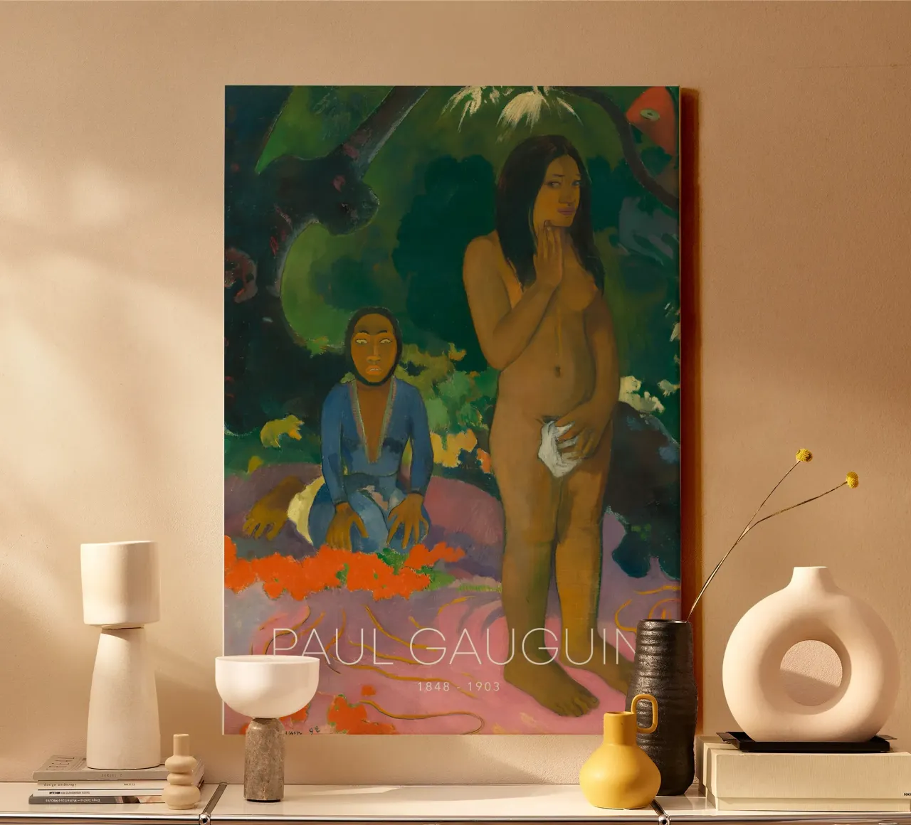 Gauguin Tahitian Nude Post-Impressionist Art Print canvas with Floater frame by NorwesClub