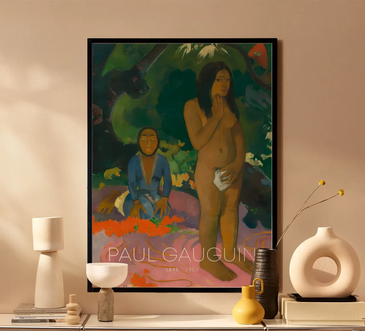 Gauguin Tahitian Nude Post-Impressionist Art Print poster con marco de plástico de NorwesClub