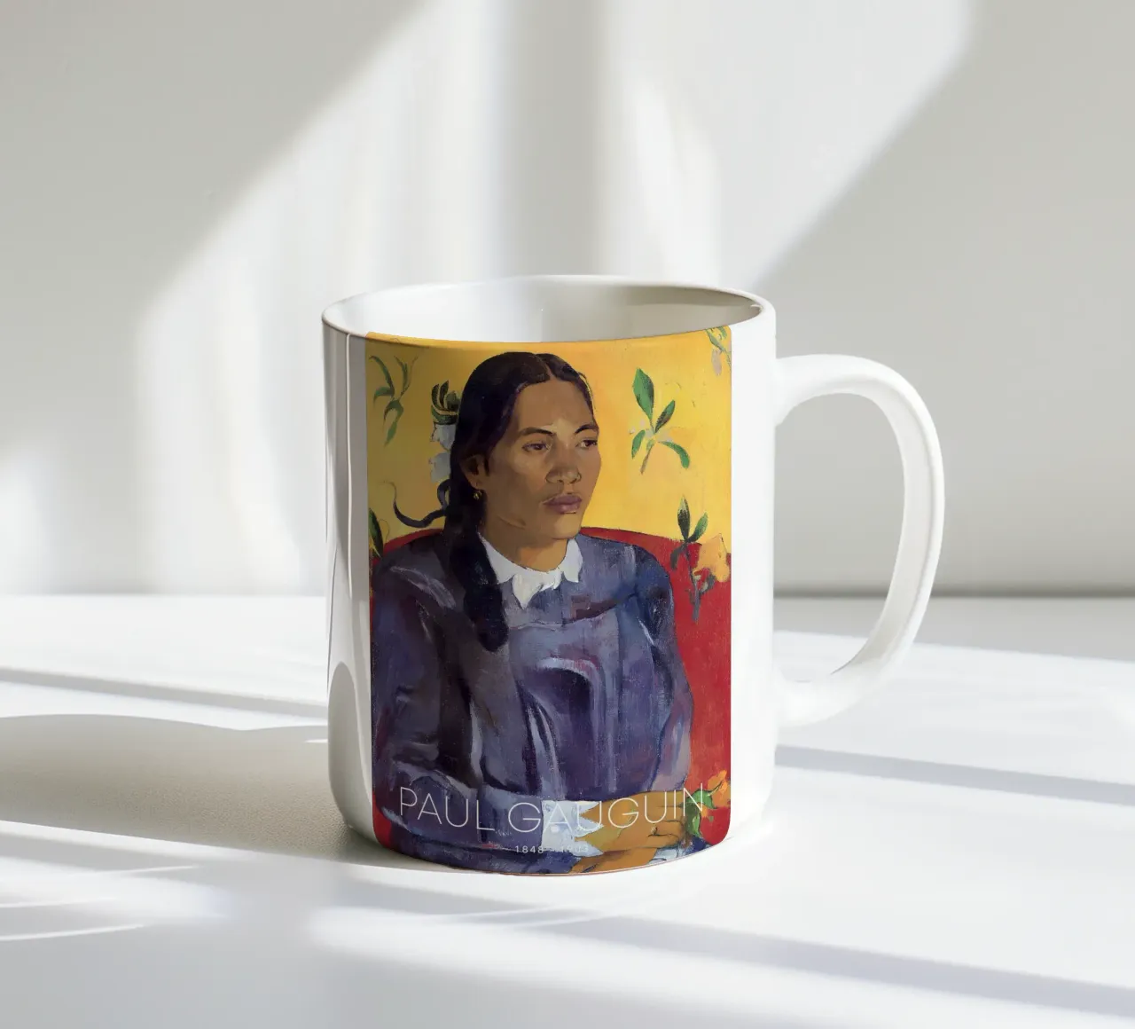 Gauguin Donna con fiore Ritratto post-impressionista tazza in ceramica da NorwesClub