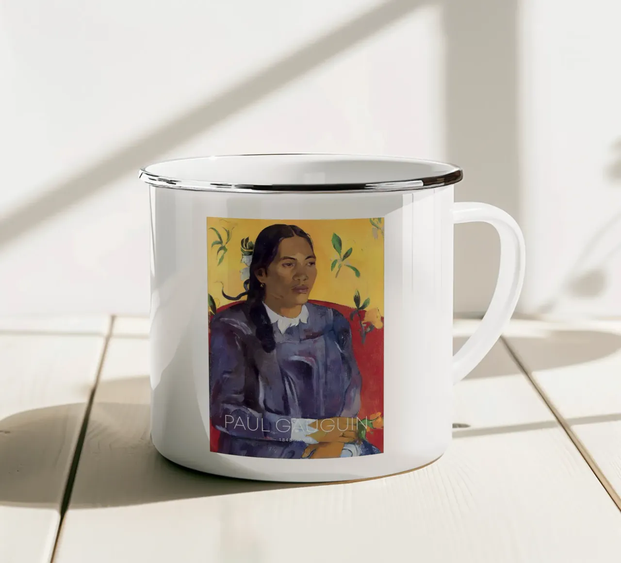 Gauguin Donna con fiore Ritratto post-impressionista tazza in smalto da NorwesClub