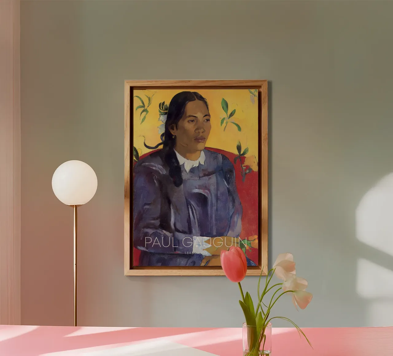 Gauguin Donna con fiore Ritratto post-impressionista alluminio dibond da NorwesClub