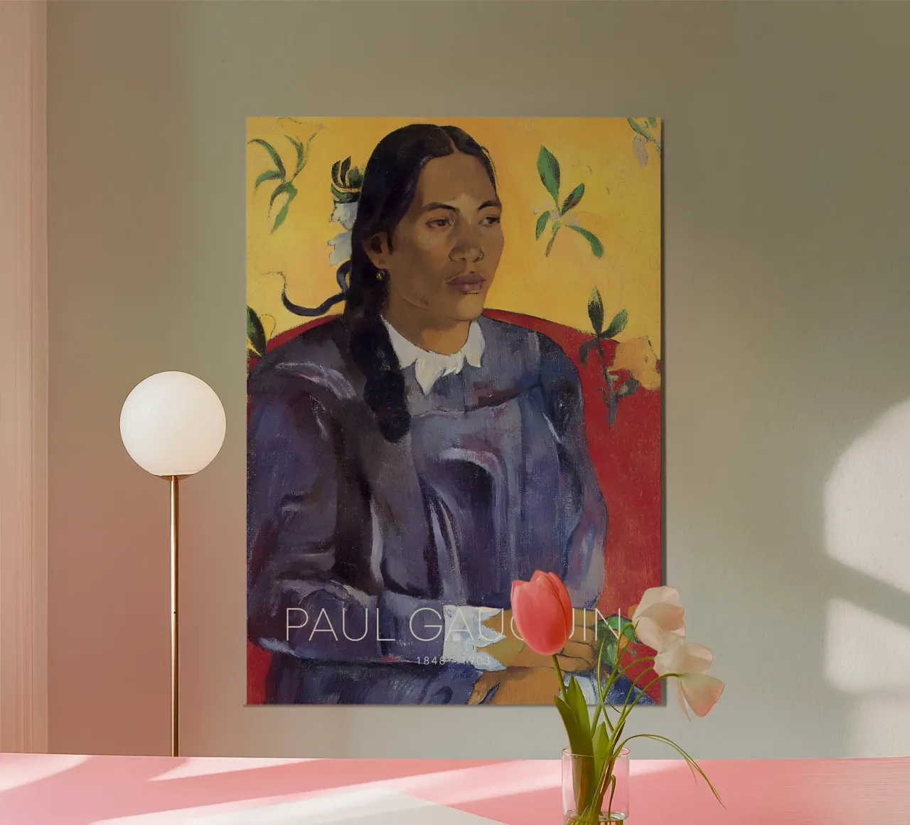 Gauguin Donna con fiore Ritratto post-impressionista alluminio dibond da NorwesClub