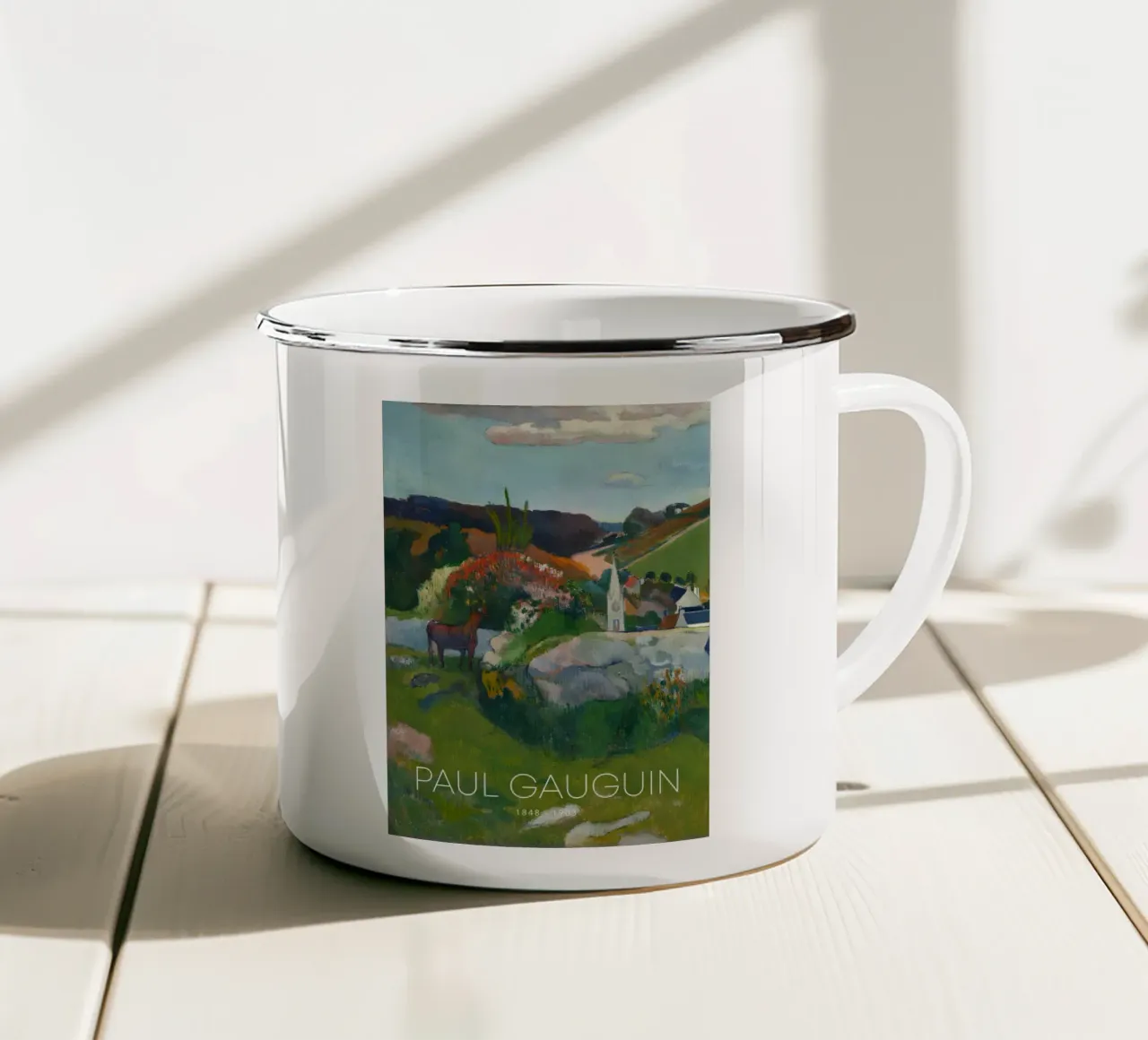 Gauguin Bretagne Landschap Post-Impressionist Print emaille mok van NorwesClub