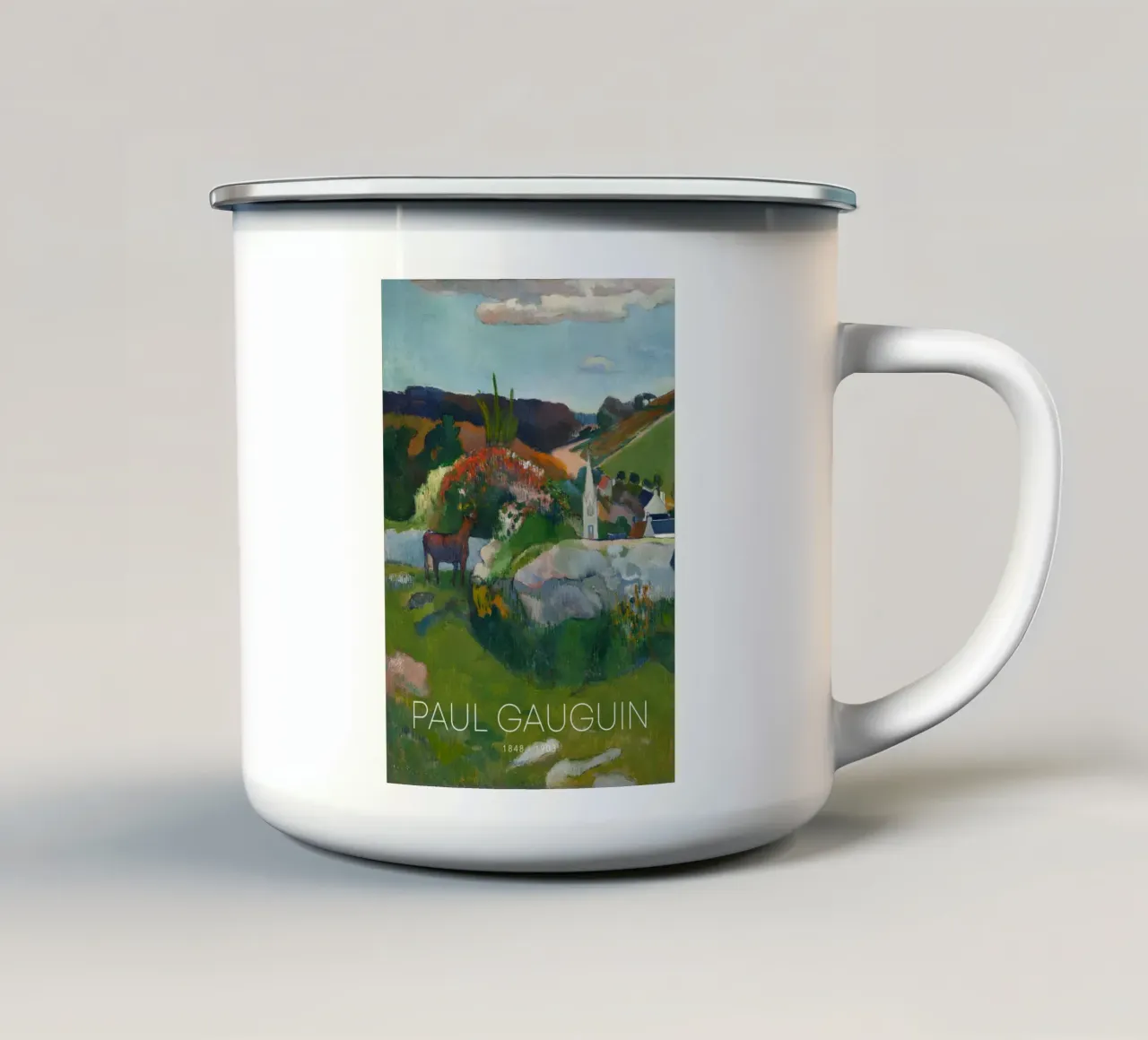 Gauguin Bretagne Landschap Post-Impressionist Print emaille mok van NorwesClub