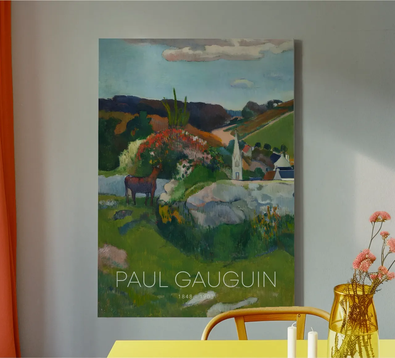 Gauguin Bretagne Landschap Post-Impressionist Print canvas met Baklijst van NorwesClub