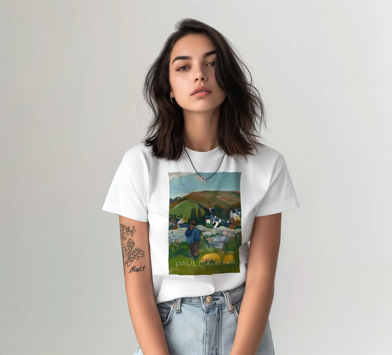 Gauguin The Swineherd Post-Impressionist Art Print t-shirt by NorwesClub