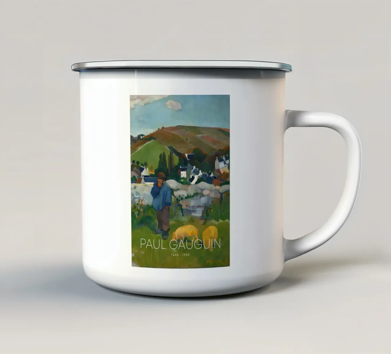 Gauguin The Swineherd Post-Impressionist Art Print enamel mug by NorwesClub