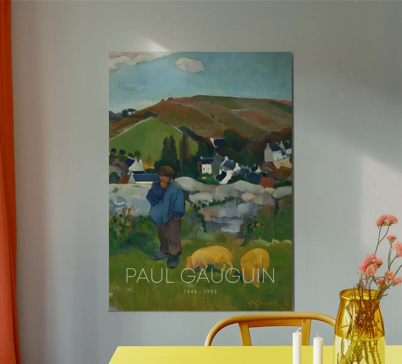 Gauguin The Swineherd Post-Impressionist Art Print alu-dibond by NorwesClub