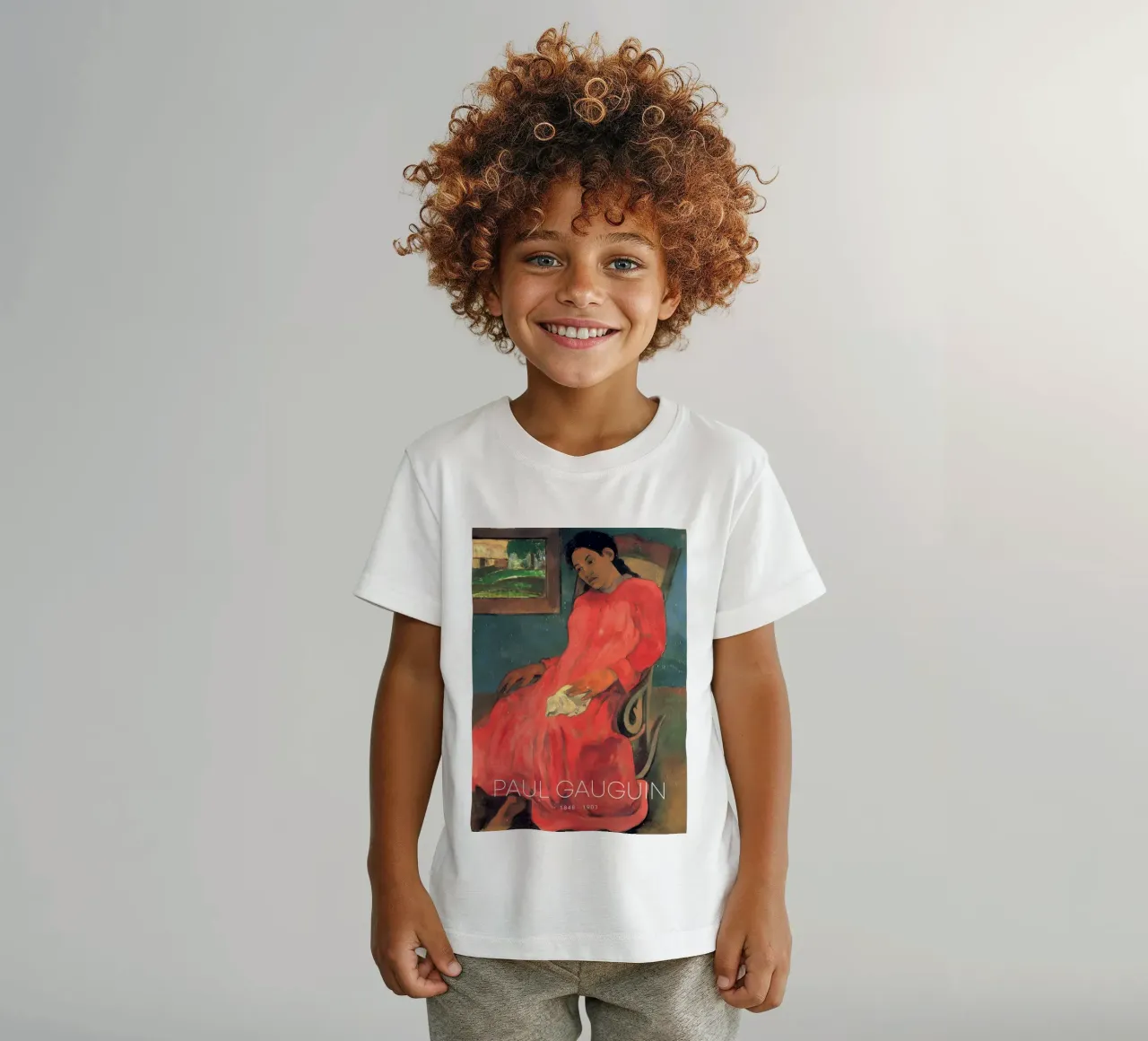 Gauguin Faaturuma Post-Impressionist Portrait Print kids t-shirt by NorwesClub