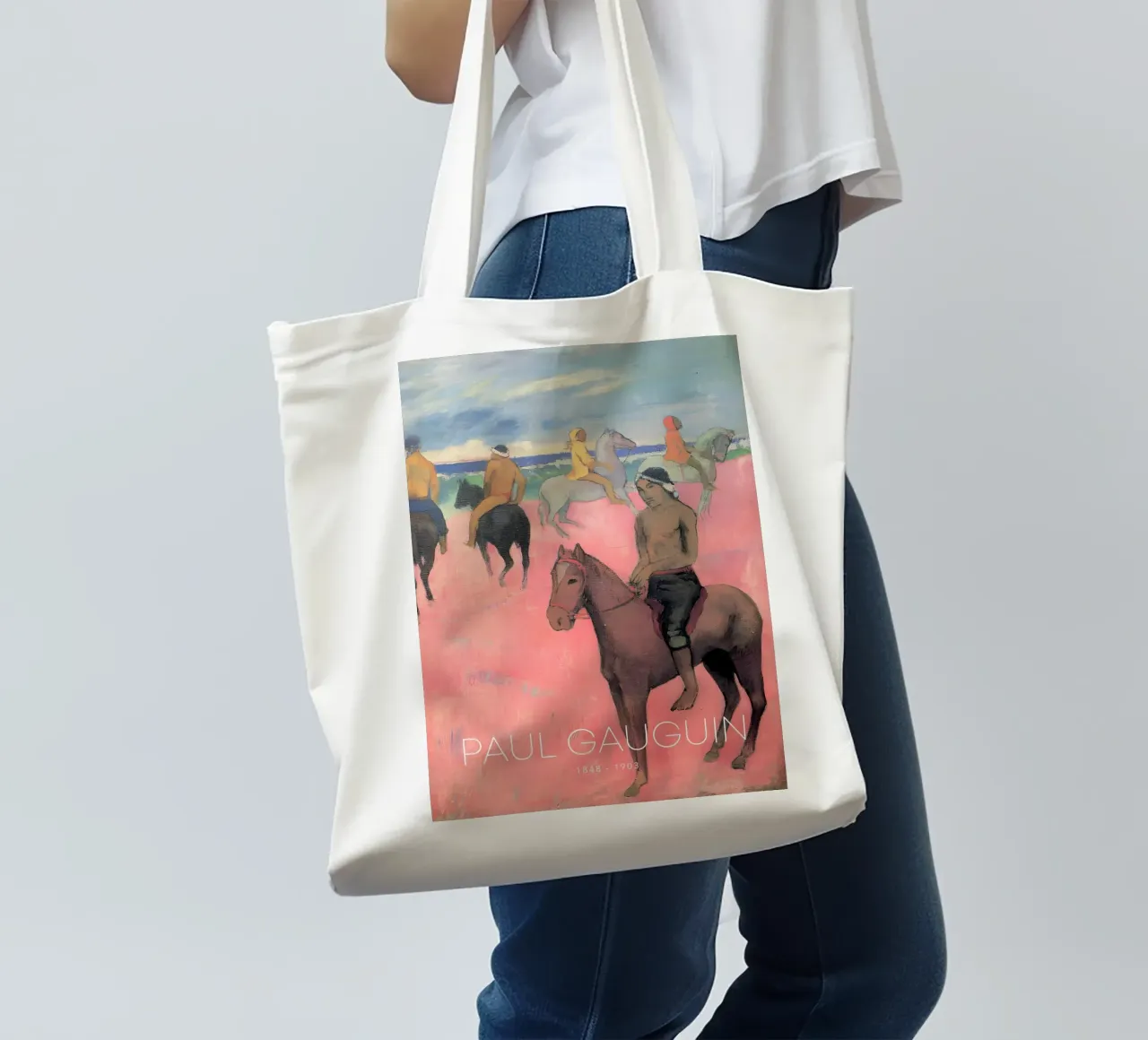Gauguin cavalieri sulla spiaggia Stampa cavallo post-impressionista borsa in juta da NorwesClub