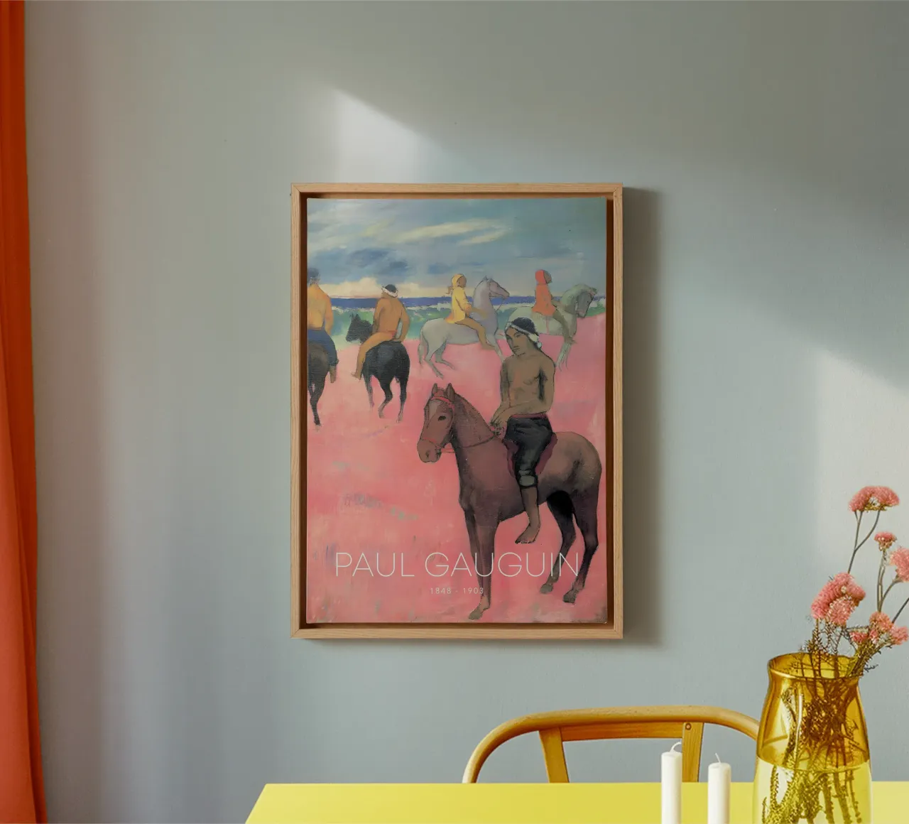 Gauguin Riders on Beach Post-Impressionist Horse Print canvas with Floater frame by NorwesClub