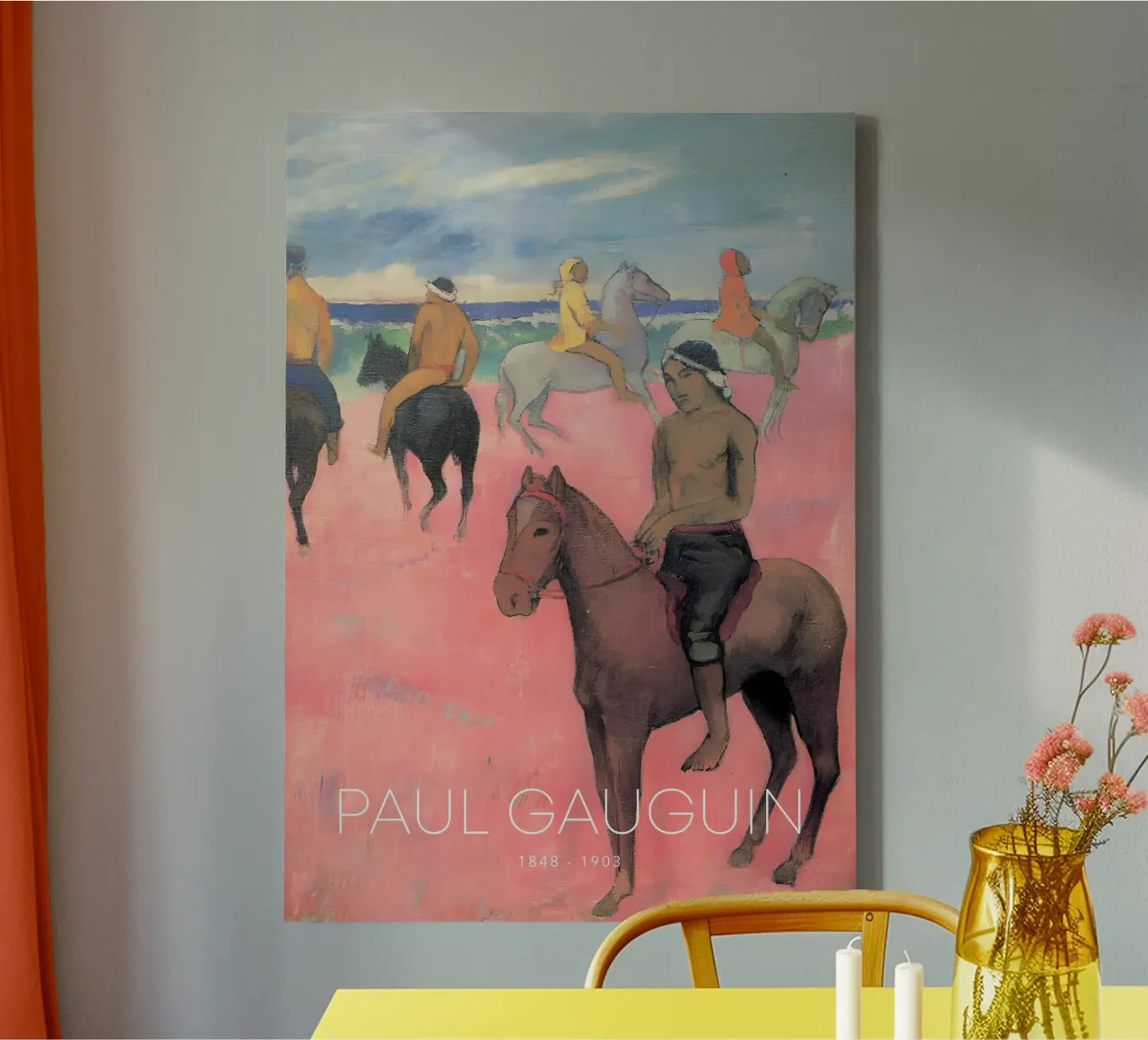 Gauguin Riders on Beach Post-Impressionist Horse Print canvas with Floater frame by NorwesClub