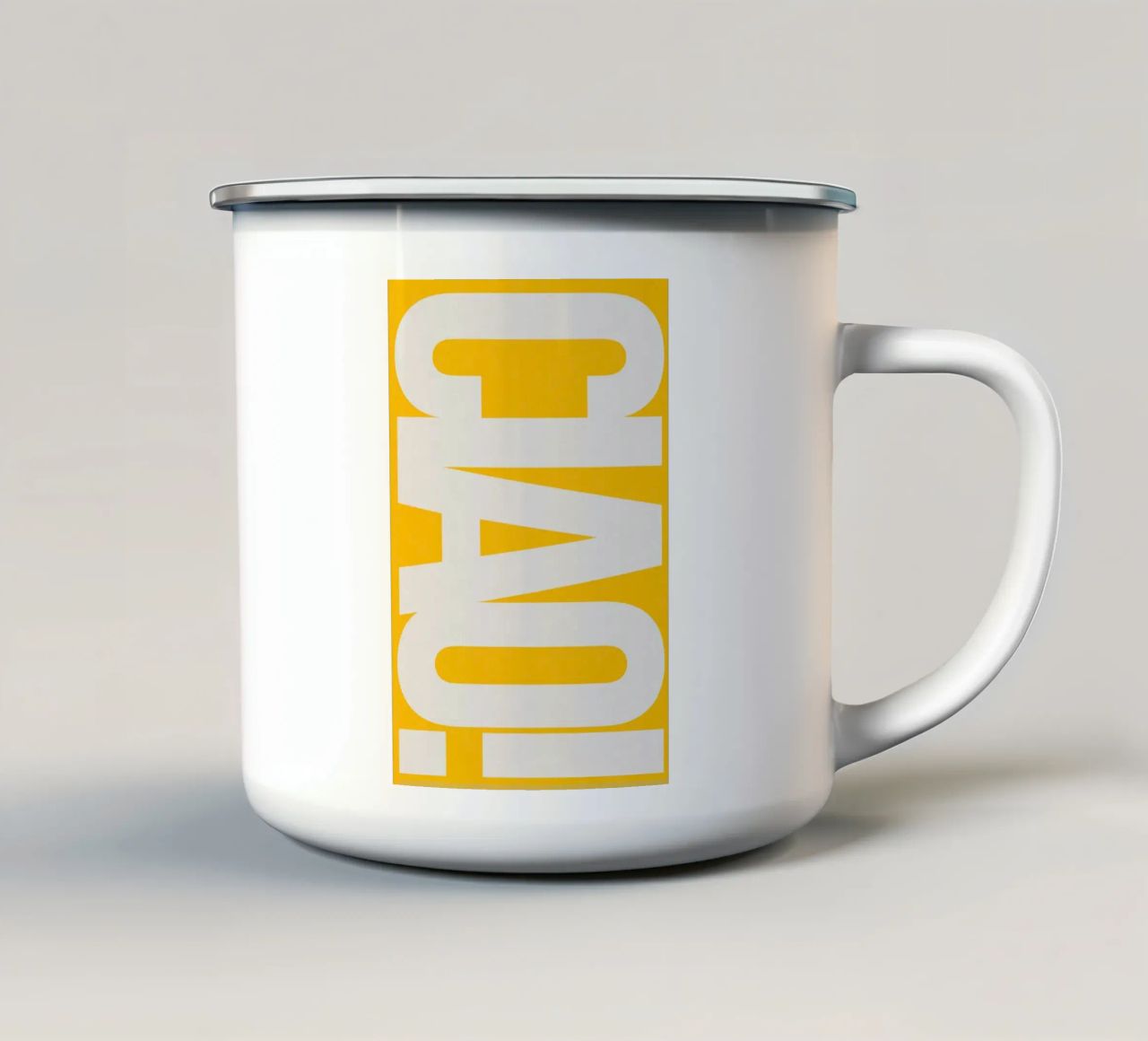 CIAO – Bold Greeting - Italian Hello tazza in smalto da QuooodZ by MooodzArt