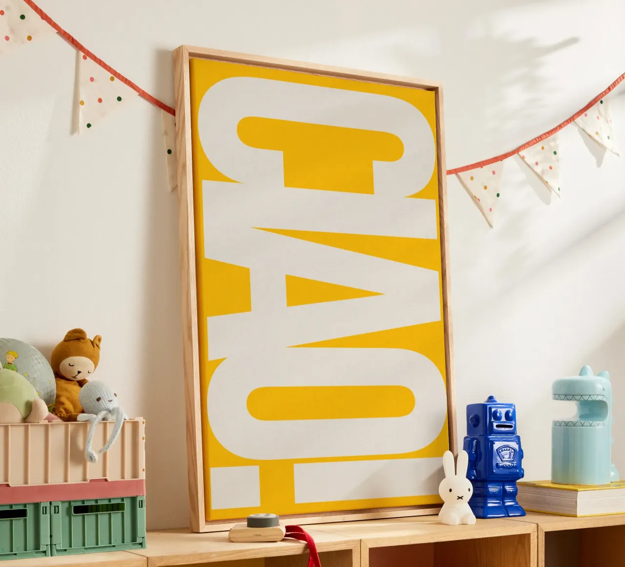 CIAO – Bold Greeting - Italian Hello tela con Cornice a cassetta da QuooodZ by MooodzArt