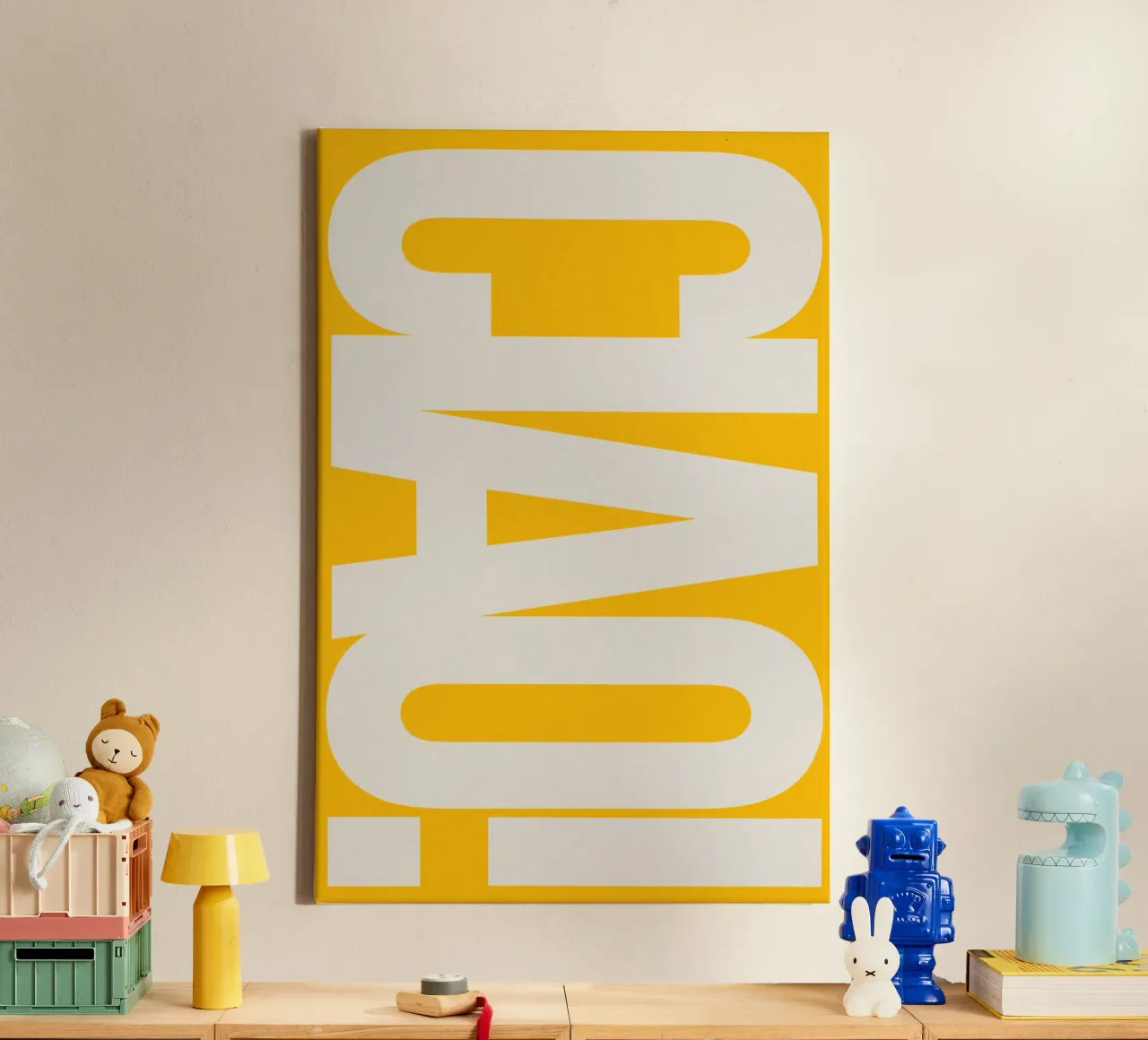 CIAO – Bold Greeting - Italian Hello tela con Cornice a cassetta da QuooodZ by MooodzArt