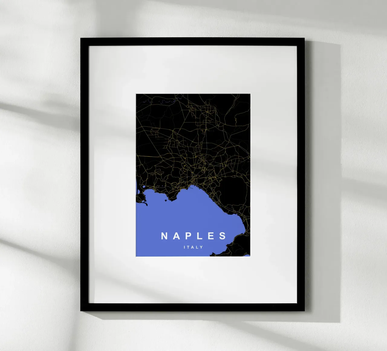 Mappa della città di Napoli in nero e oro carta hahnemühle da Cartographers Library