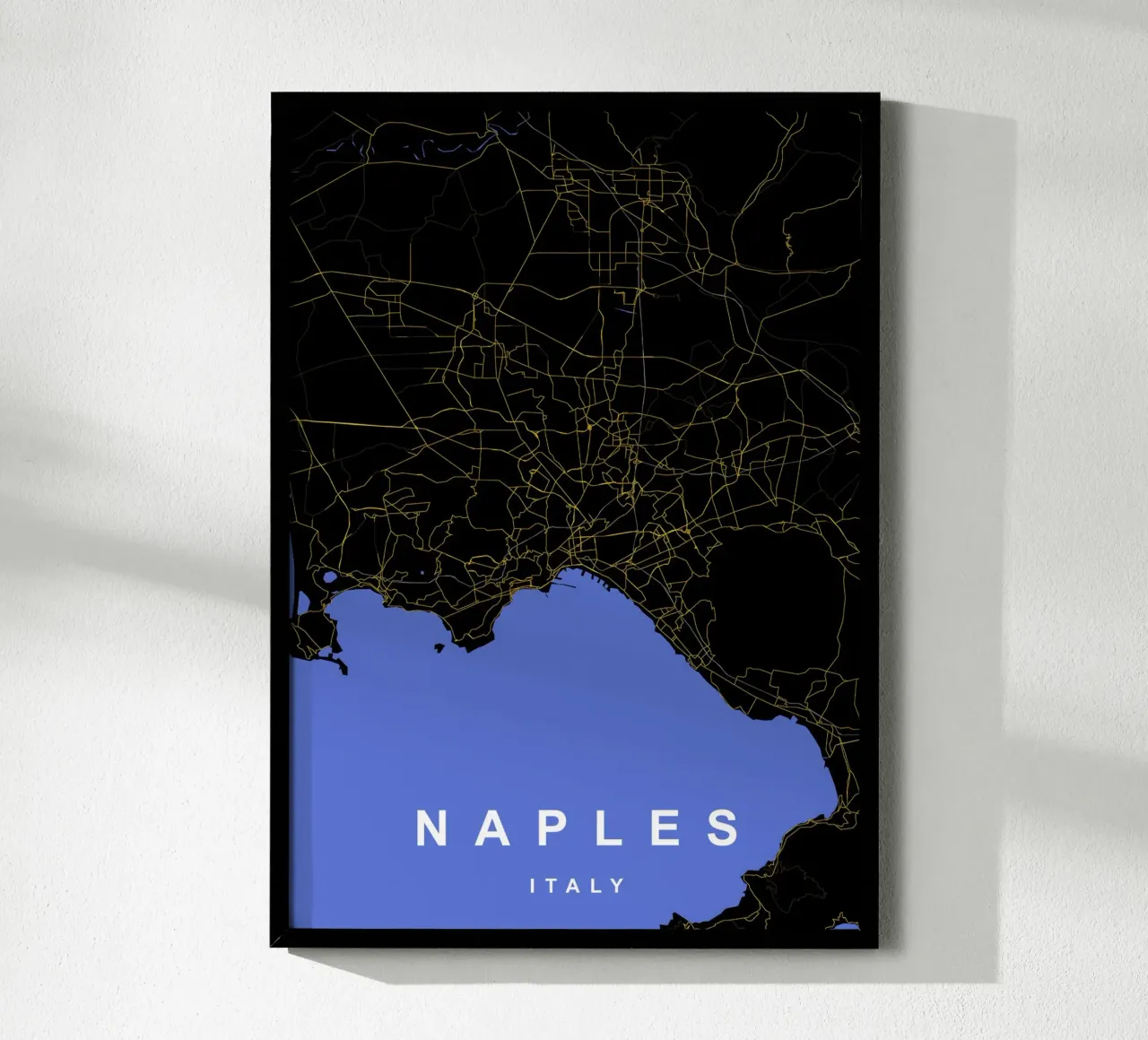 Mappa della città di Napoli in nero e oro carta hahnemühle da Cartographers Library