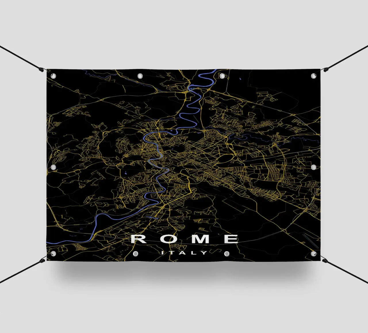 Mappa della città di Roma in nero e oro telo in pvc da Cartographers Library