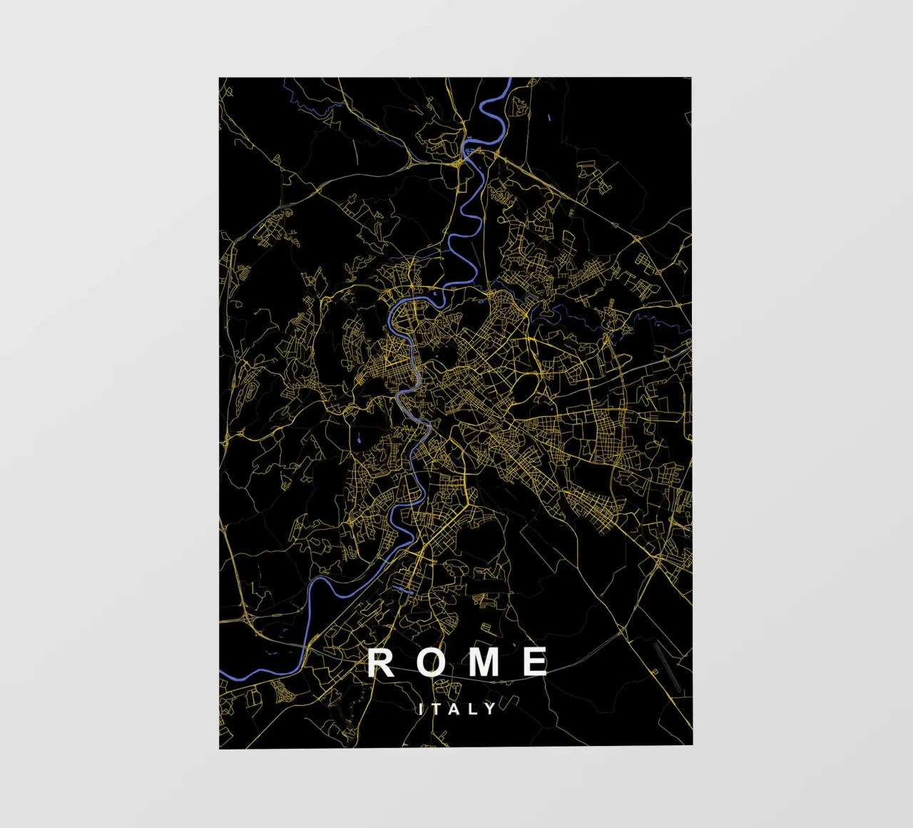 Mappa della città di Roma in nero e oro telo in pvc da Cartographers Library